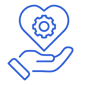 Hand-heart-gearwheel icon